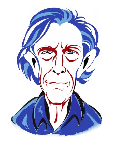 John Cage - color caricature by Neale Osborne